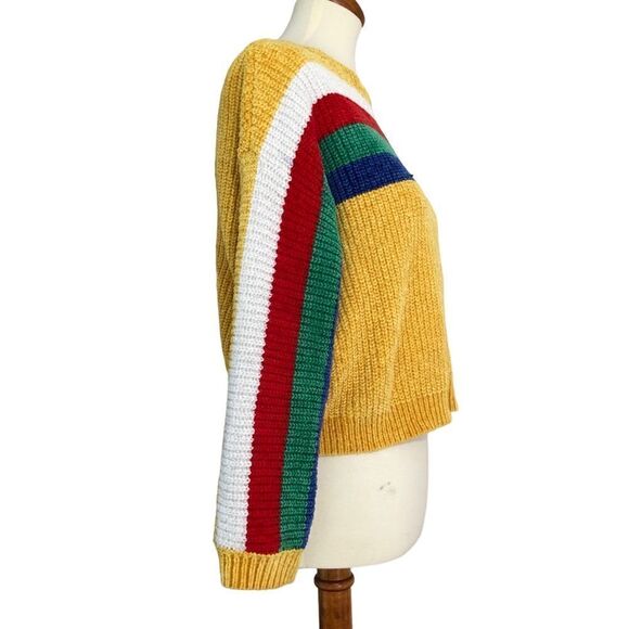 Sweet Rain Chenille Cropped Sweater Chunky Knit Mustard Size Large - Picture 4 of 9